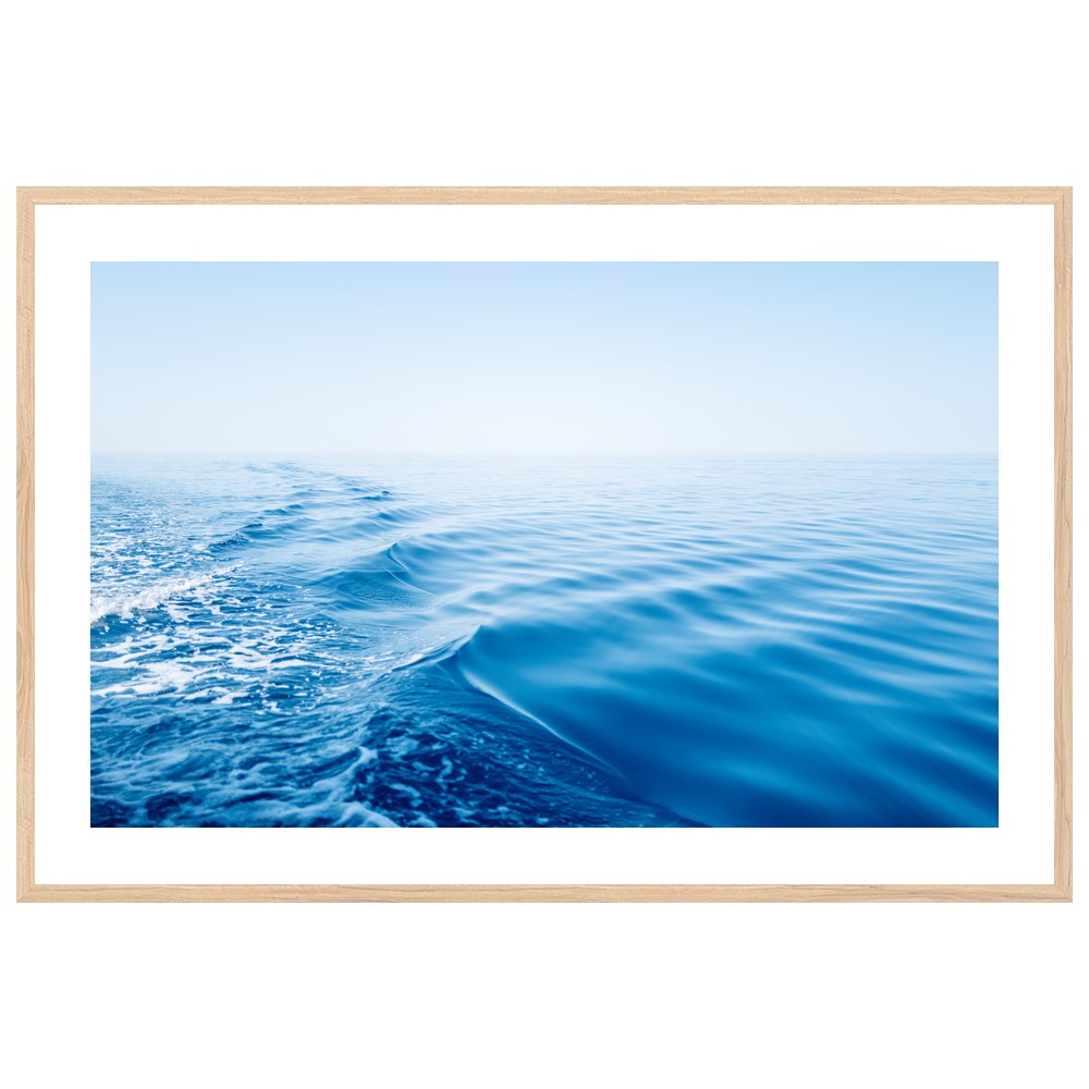 Silky Blue in a wood frame, X-Large