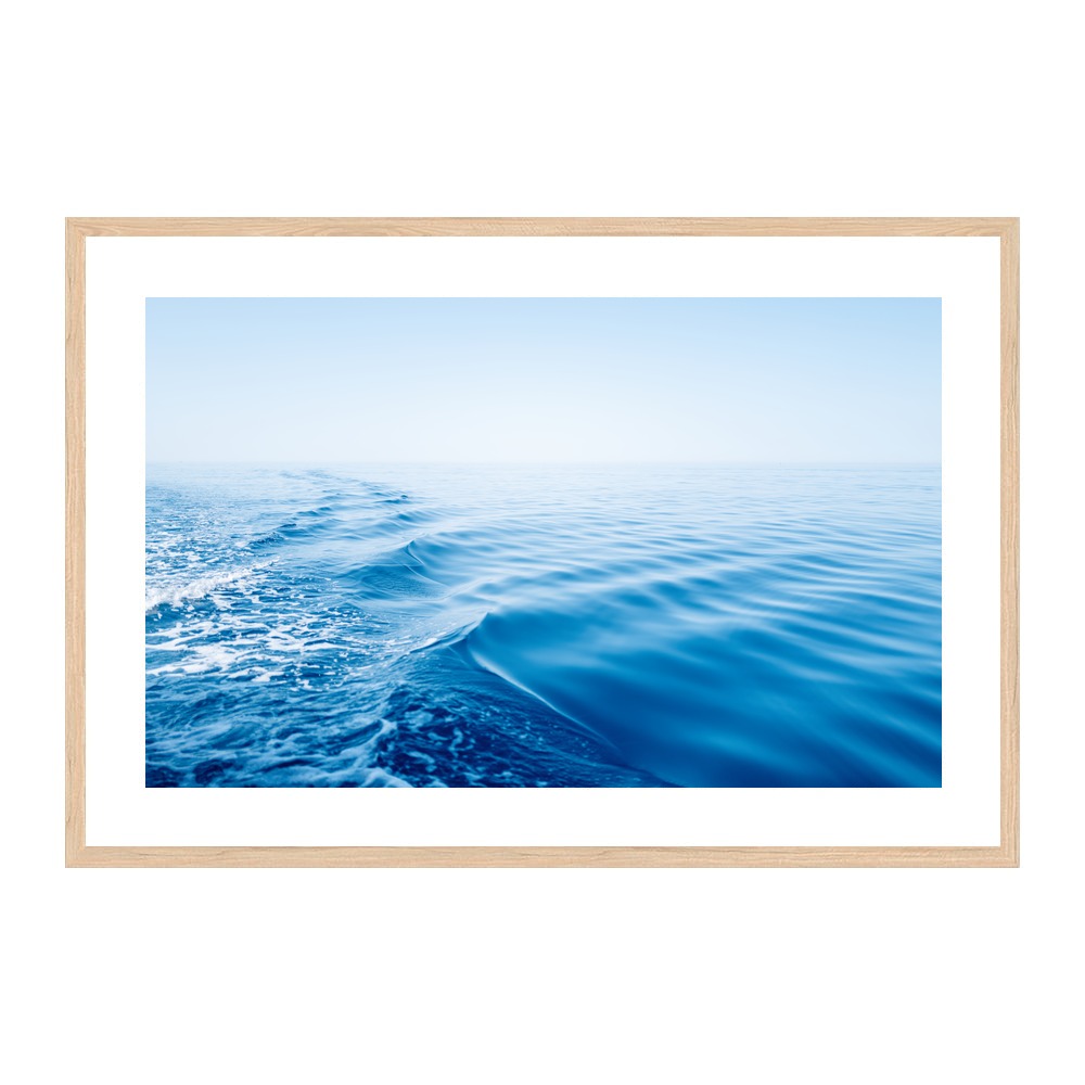 Silky Blue in a wood frame, Large