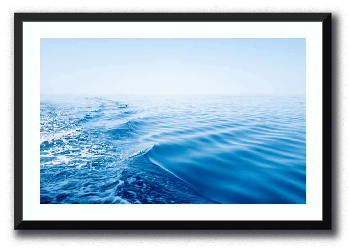 Silky Blue by Connor Listen, framed fine art print of a boat wake on the Mediterranean off Cassis, France